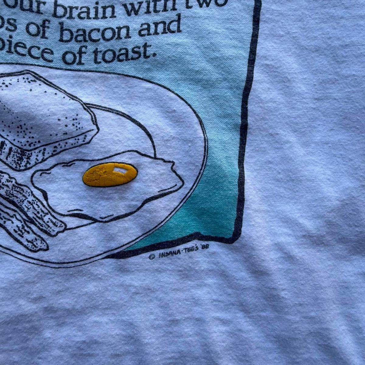 Vintage 90s Brain on Drugs Egg Breakfast T-Shirt - Large