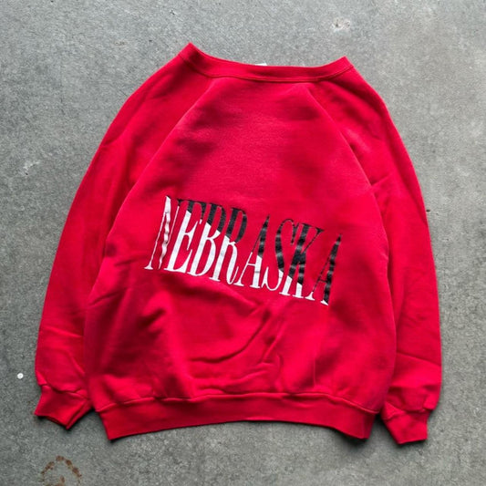 Vintage 90s Nebraska Huskers Split Color Crewneck - Large