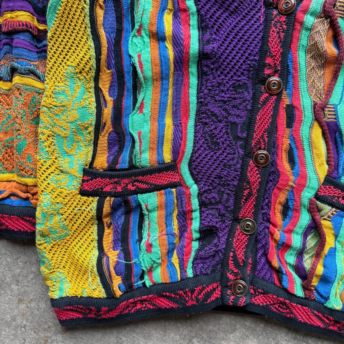 Vintage 90s Coogi 3D Knit Cardigan Sweater - Medium