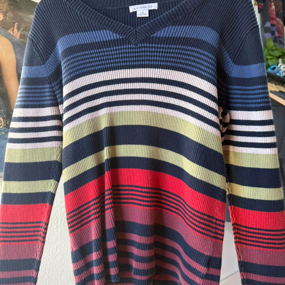 Vintage Liz Clairborne Striped Sweater - X-Large (W)