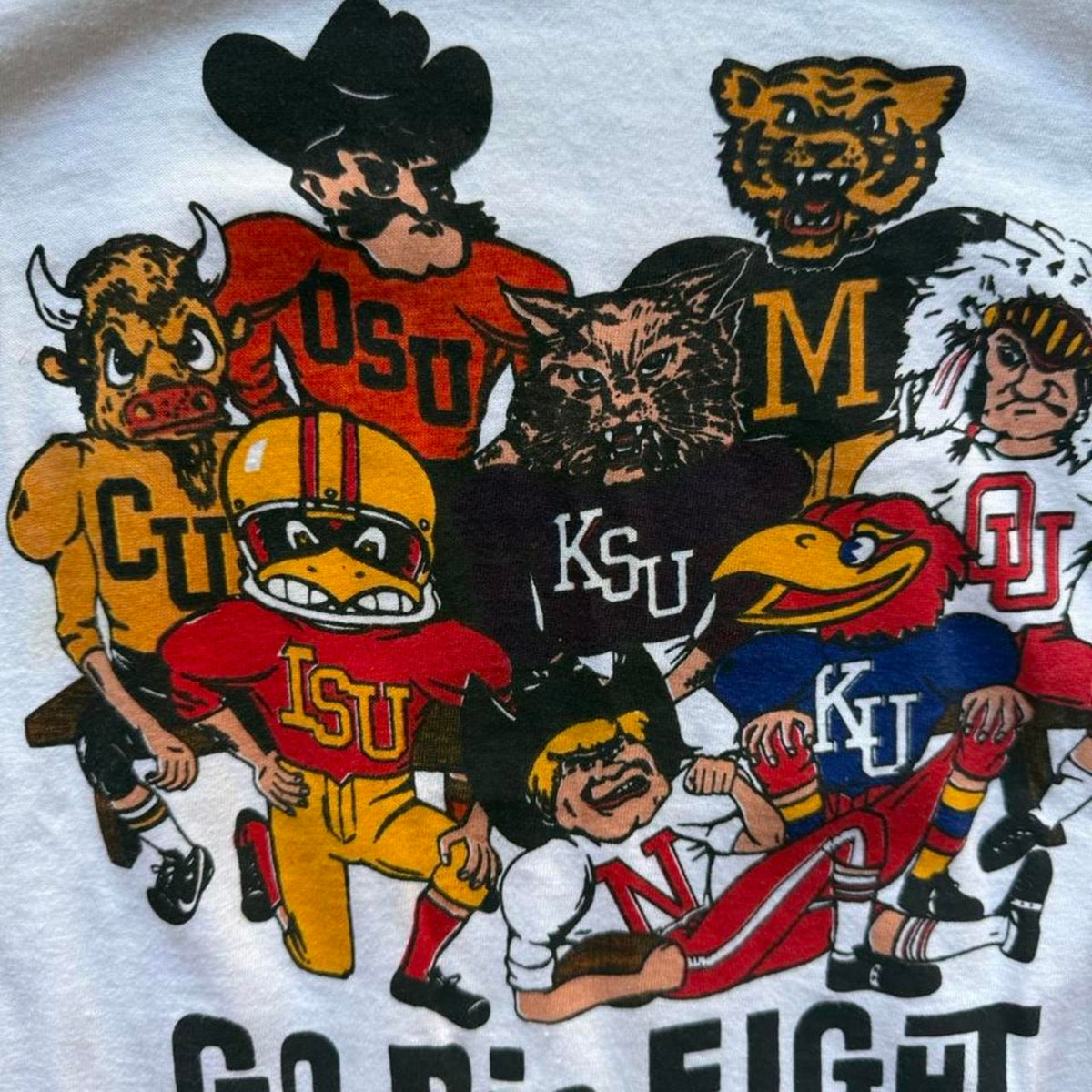 Vintage 80s Nebraska Go Big Eight Champion Blue Bar T-Shirt - Medium