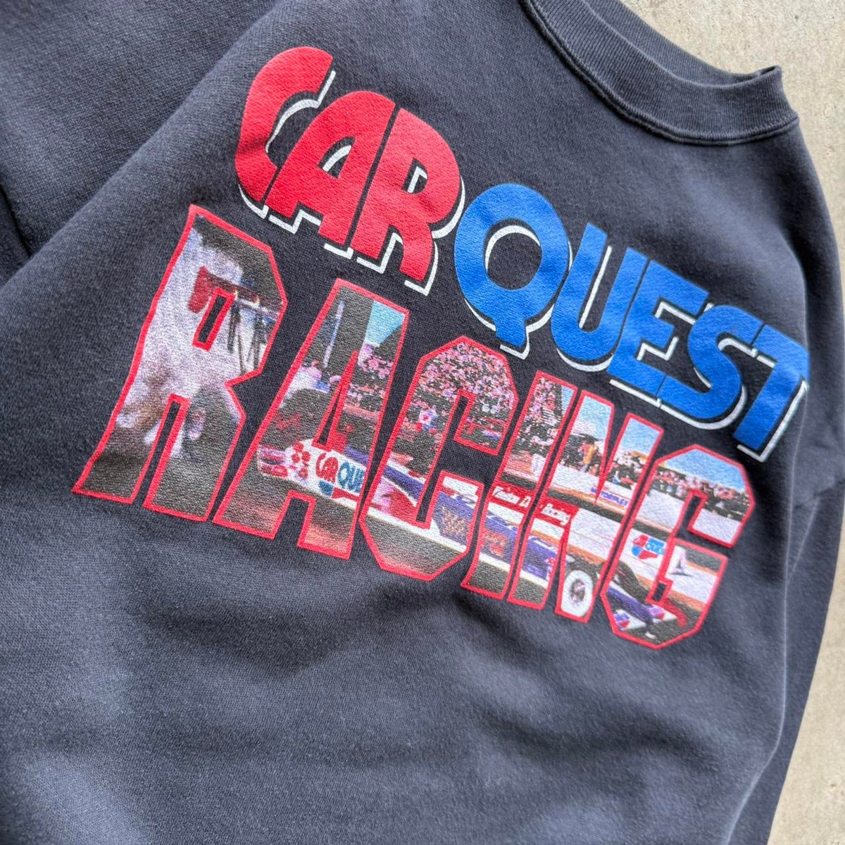 Vintage 90s Car Quest Racing Race Car Crewneck - X-Large