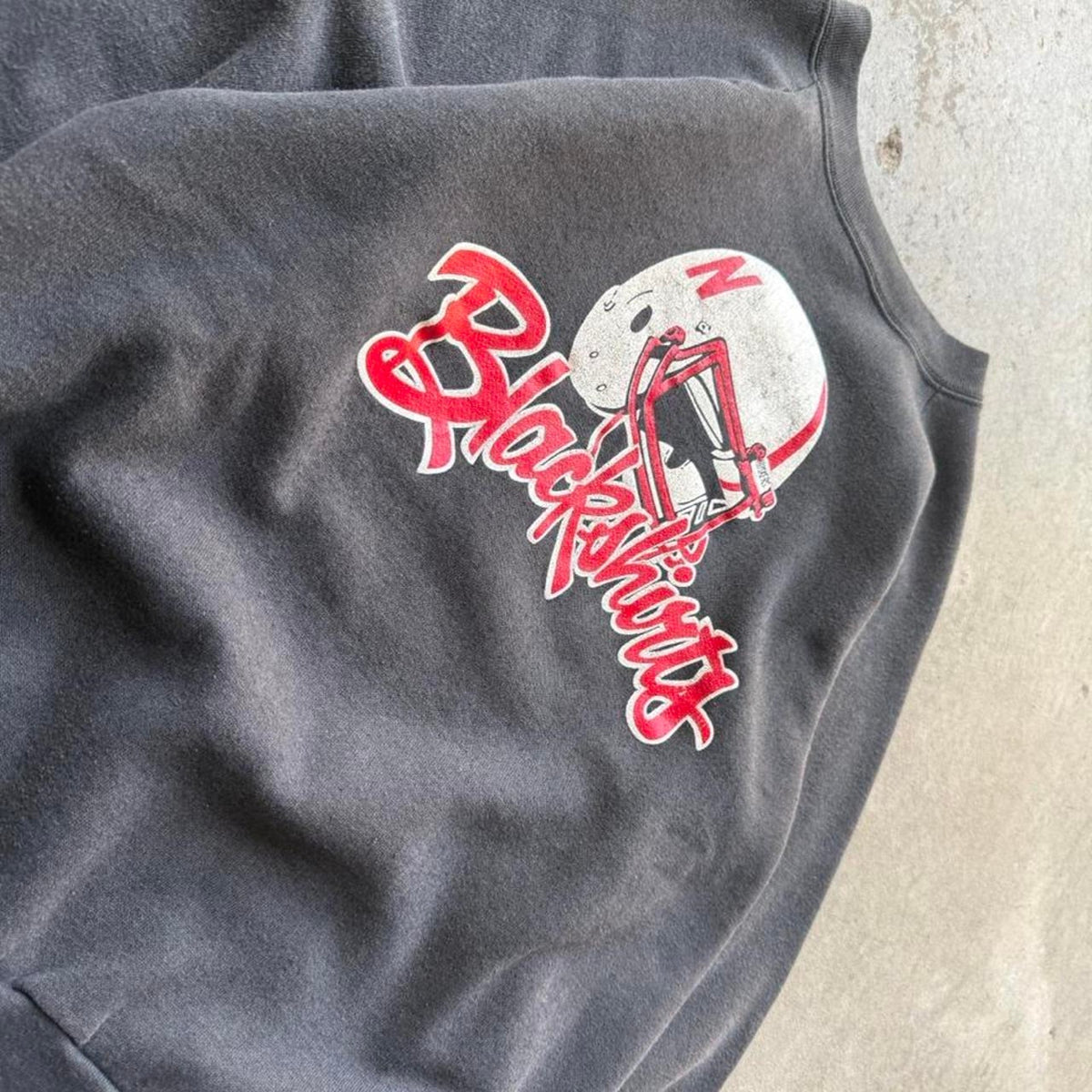 Vintage 90s Nebraska Huskers Blackshirts Helmet Crewneck - Large