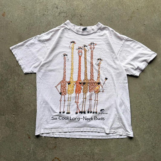 Vintage 90s Giraffe Six Cool Long Neck Buds Animal T-Shirt - Large