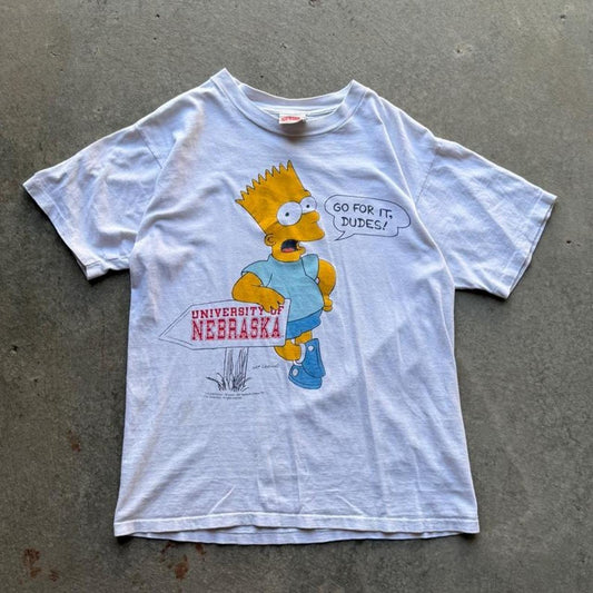 Vintage 90s Nebraska Huskers Bart Simpson T-Shirt - Large