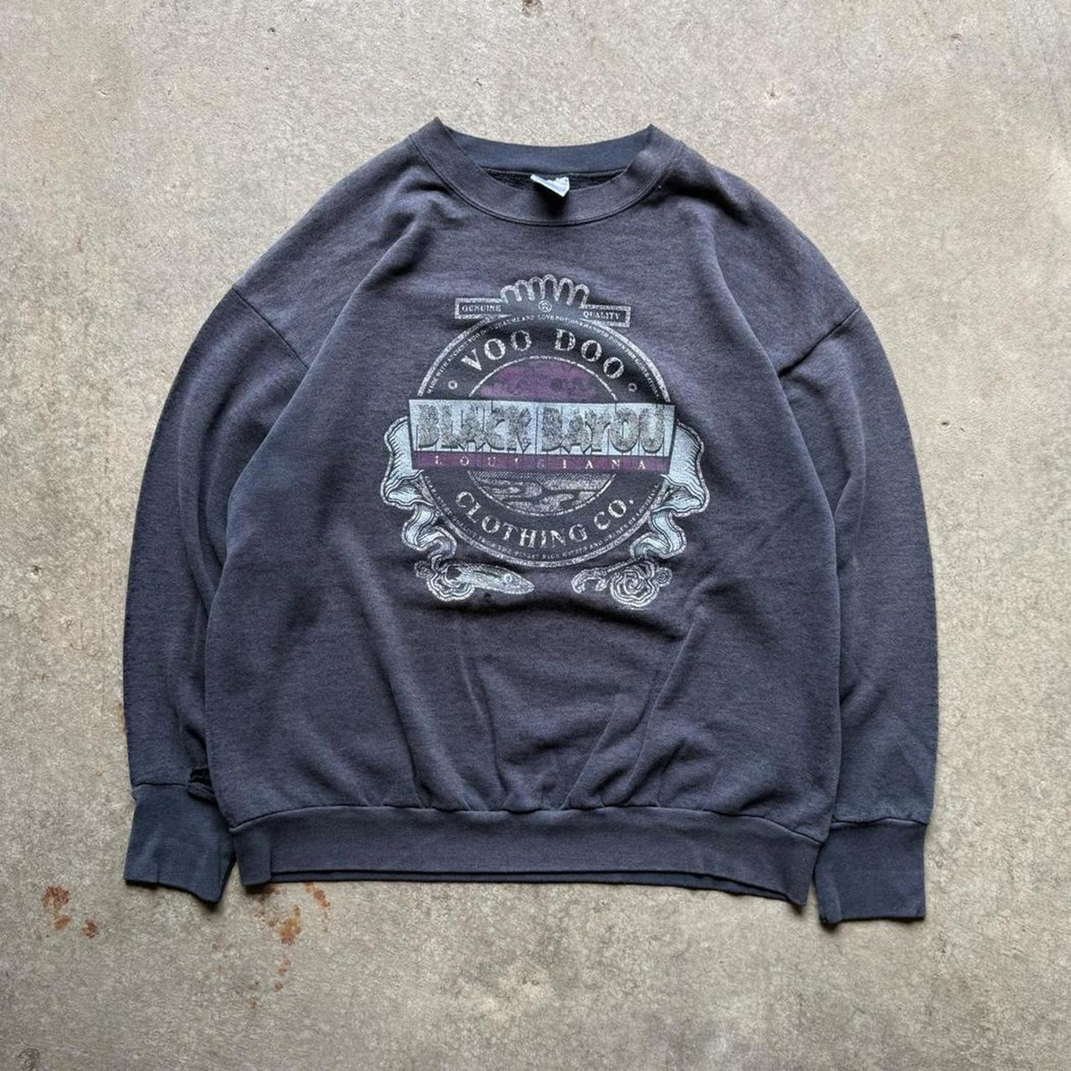 Vintage 90s Faded Black Voo Doo Clothing Co Crewneck - X-Large