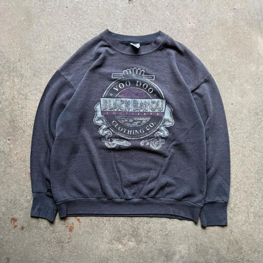 Vintage 90s Faded Black Voo Doo Clothing Co Crewneck - X-Large