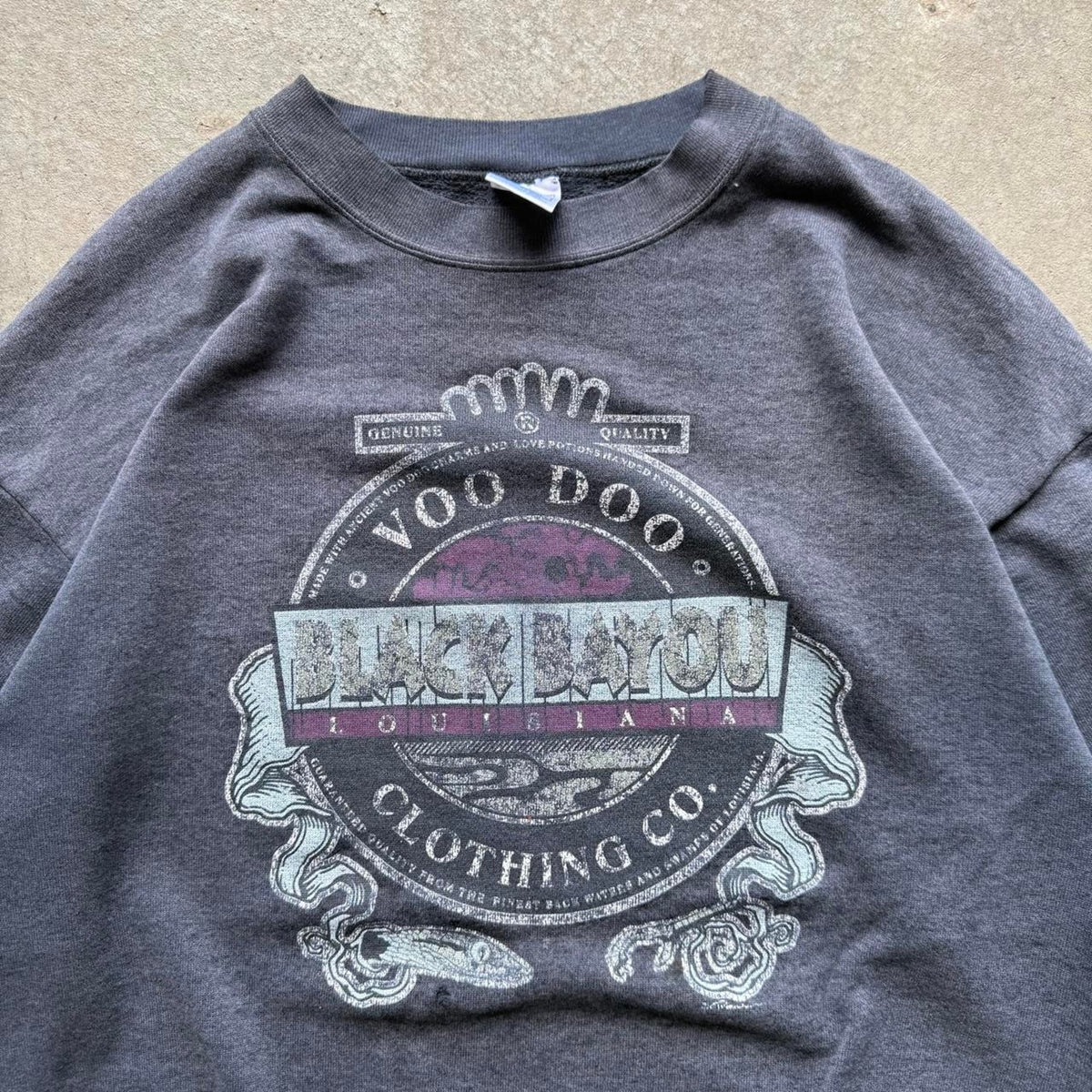 Vintage 90s Faded Black Voo Doo Clothing Co Crewneck - X-Large