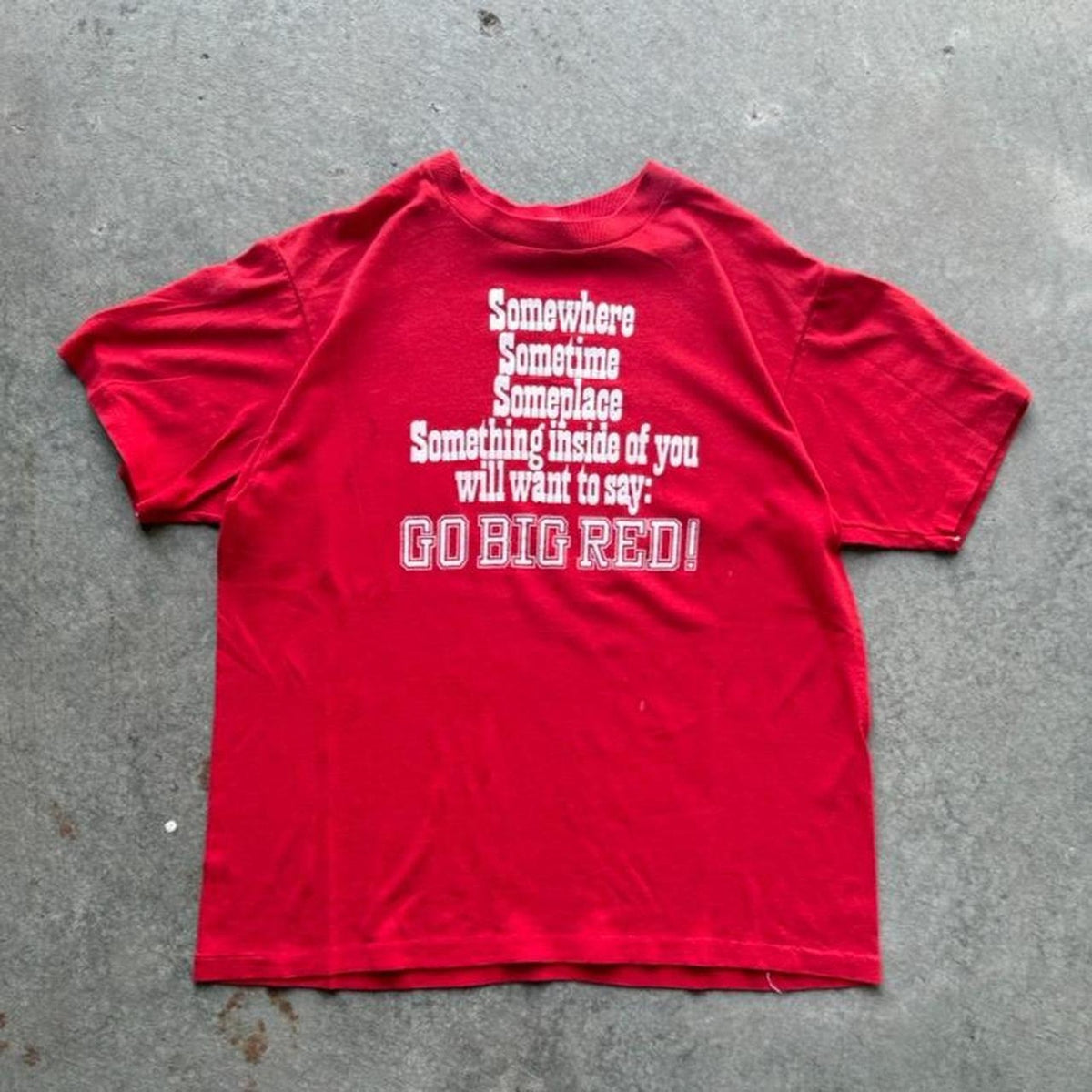 Vintage 80s Nebraska Huskers Go Big Red Text T-Shirt - X-Large